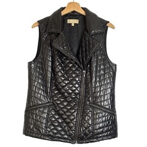 Talbots Women's Size M Quilted Puffer Vest Black Pockets Zipper Whimsigoth
